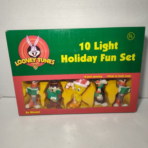 VTG Classic Looney Tunes 10 Christmas Light Holiday Set 1997 By Minami OPEN BOX - Picture 1 of 5